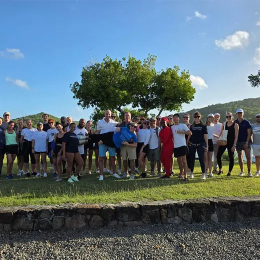 Large group gathered on a lawn